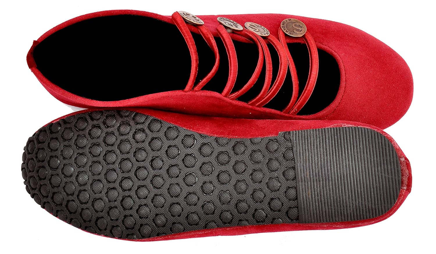 red choice collection red casual velvet shoes for women and girls (rc073)