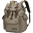 WITZMAN Canvas Backpack for Men Vintage Rucksack Fit 15.6 inch Laptop High Capacity Travel Backpack Casual Daypack (A8004 Army Green)