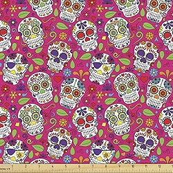 Lunarable Skull Fabric by The Yard, Day of The Dead