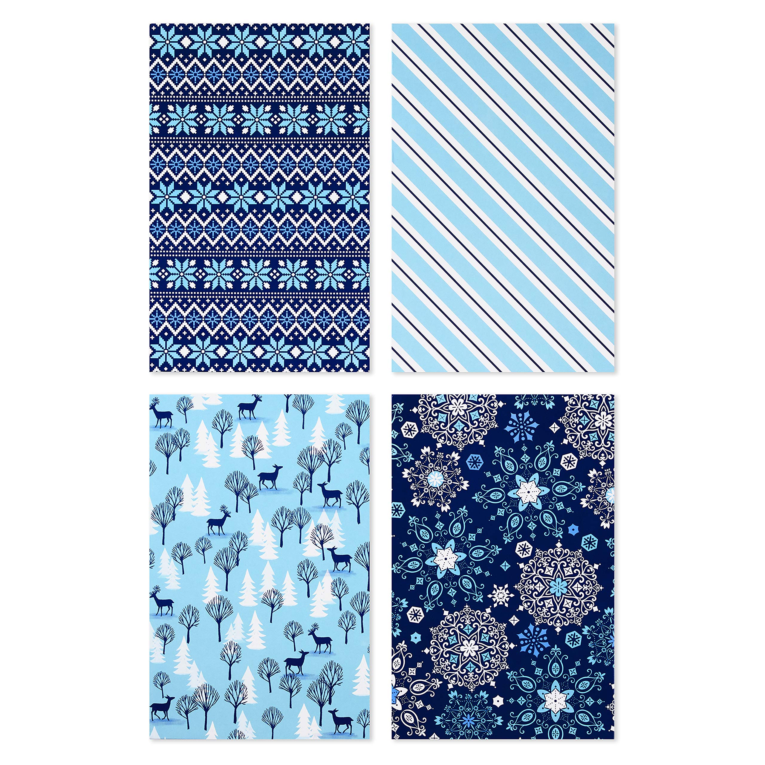 Hallmark Medium Holiday Gift Boxes with Lids (12 Shirt Boxes, 4 Designs: Snowflakes, Stripes, Sweater Pattern, Reindeer) for Christmas, Hanukkah, Holiday Parties, Hostess Gifts