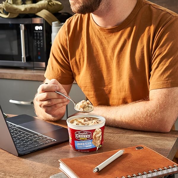 CAMPBELL’S CHUNKY SOUP, LOADED POTATO SEASONED WITH BACON, 15.25 OZ MICROWAVABLE BOWL