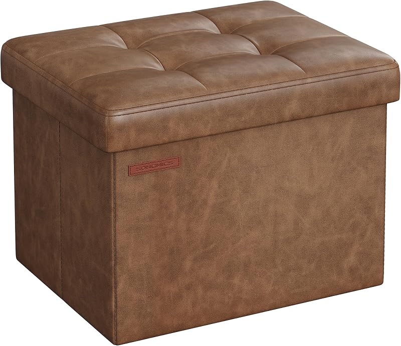 SONGMICS Storage Ottoman Foldable Foot Rest 31x41x31 cm 130 kg Load LSF100K51