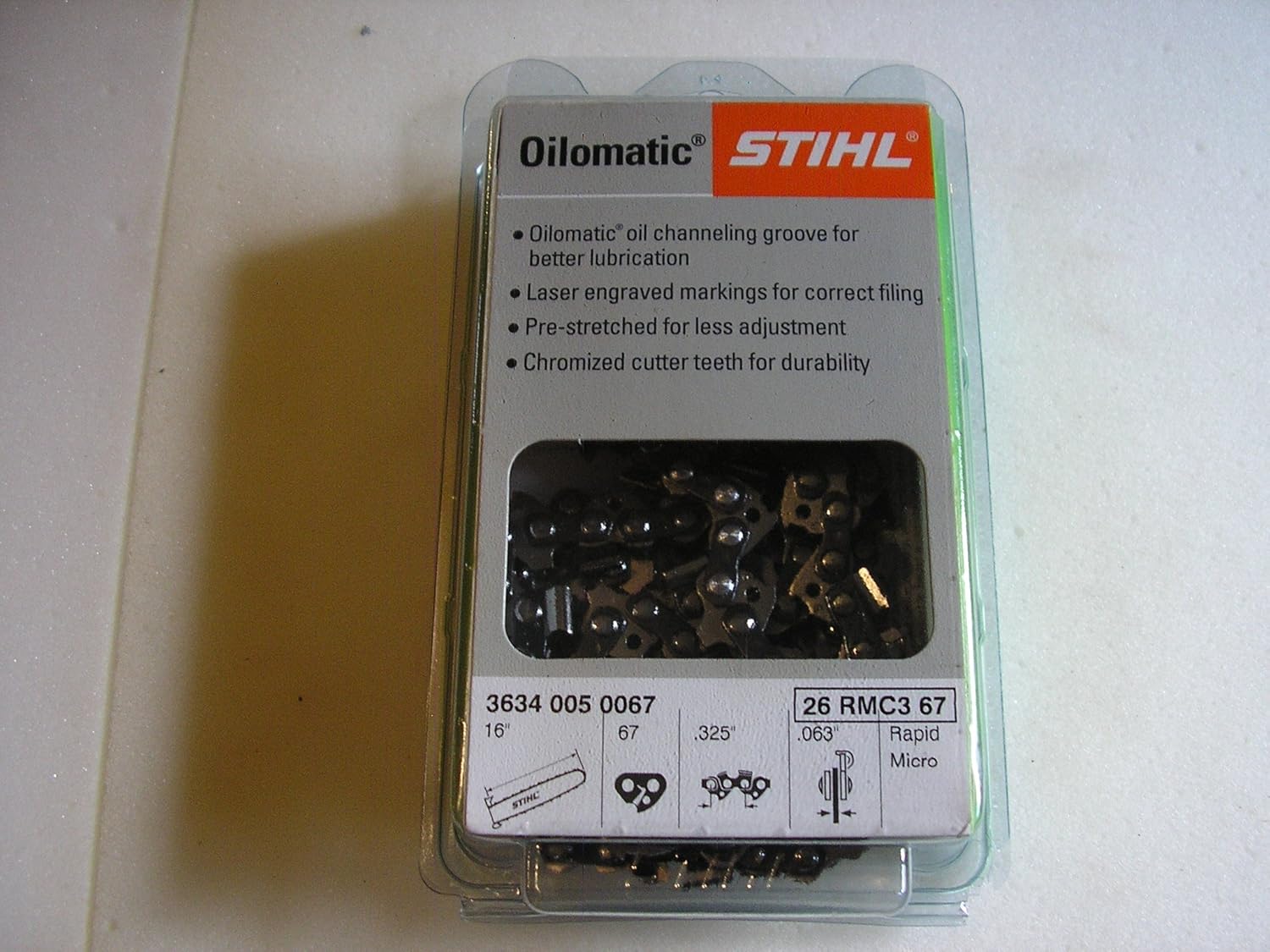 26 RM3 67 STIHL Rapid Micro Chainsaw Chain Part 3634 005 0067 16" Bar