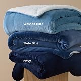 Bedsure Sherpa Fleece Throw Blanket Navy 150x200cm Twin/Double view 5