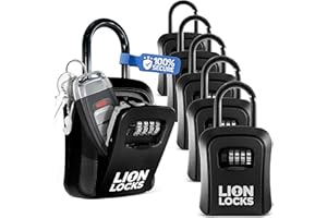 Lion Locks Lock Box for Keys, 6 Pack Black - Secure Key Safe Solution with Combination Lock for Homes, Real Estate, Businesses, Gyms, Schools