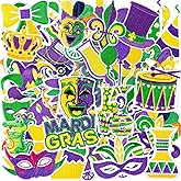 AUGSUN 60-Piece Mardi Gras Iron On Patches Set, Mardi Gras Embroidered Iron On Patches Colorful Embroidered Appliques for DIY Crafts Costume Decorations