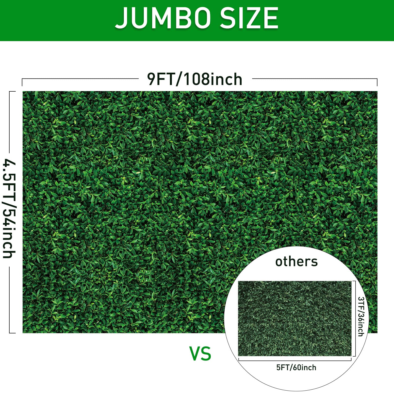 Tatuo 3 Pieces 54 x 108 Inches Jumbo Green Leaves Photography Leaf Backdrop 3D Waterproof Tree Leaves Background Photo Booth Prop Green Leaf Tablecloths for Baby Shower Birthday Party Decoration