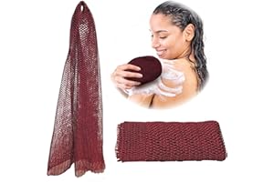 Adeton African Net Sponge, Authentic, Real, Black Owned, Exfoliating Bath Wash Cloth, Net Sponge, Body Exfoliator, Sapo, Shower Bath Accessories, Back Foot Scalp Scrub, Dead Skin Remover (Burgundy)