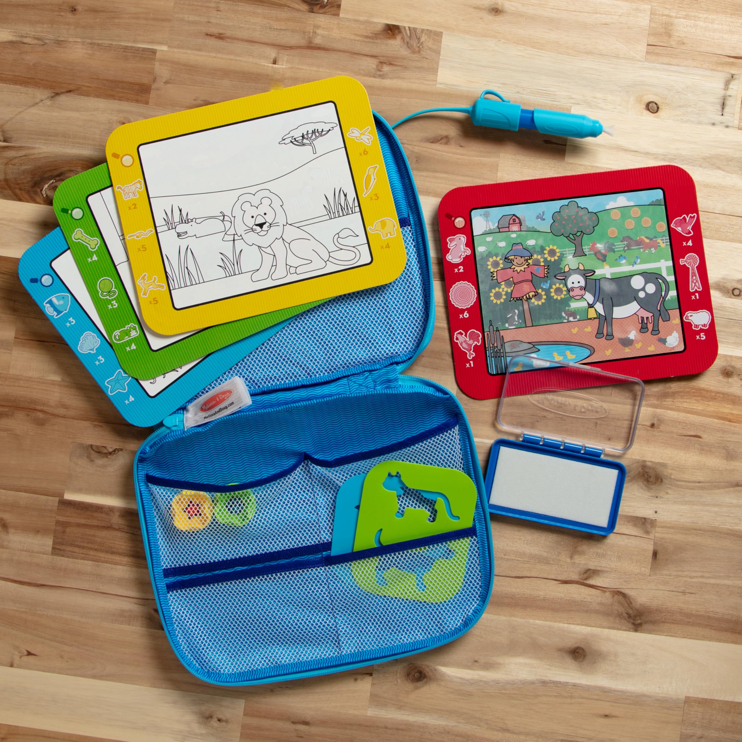 Melissa & Doug Water Wow! Take-Along Reusable Color-Reveal Drawing Set Mess-Free Multi-Activity Pad with Water PenTravel Toy for Toddlers & Kids Ages 3+