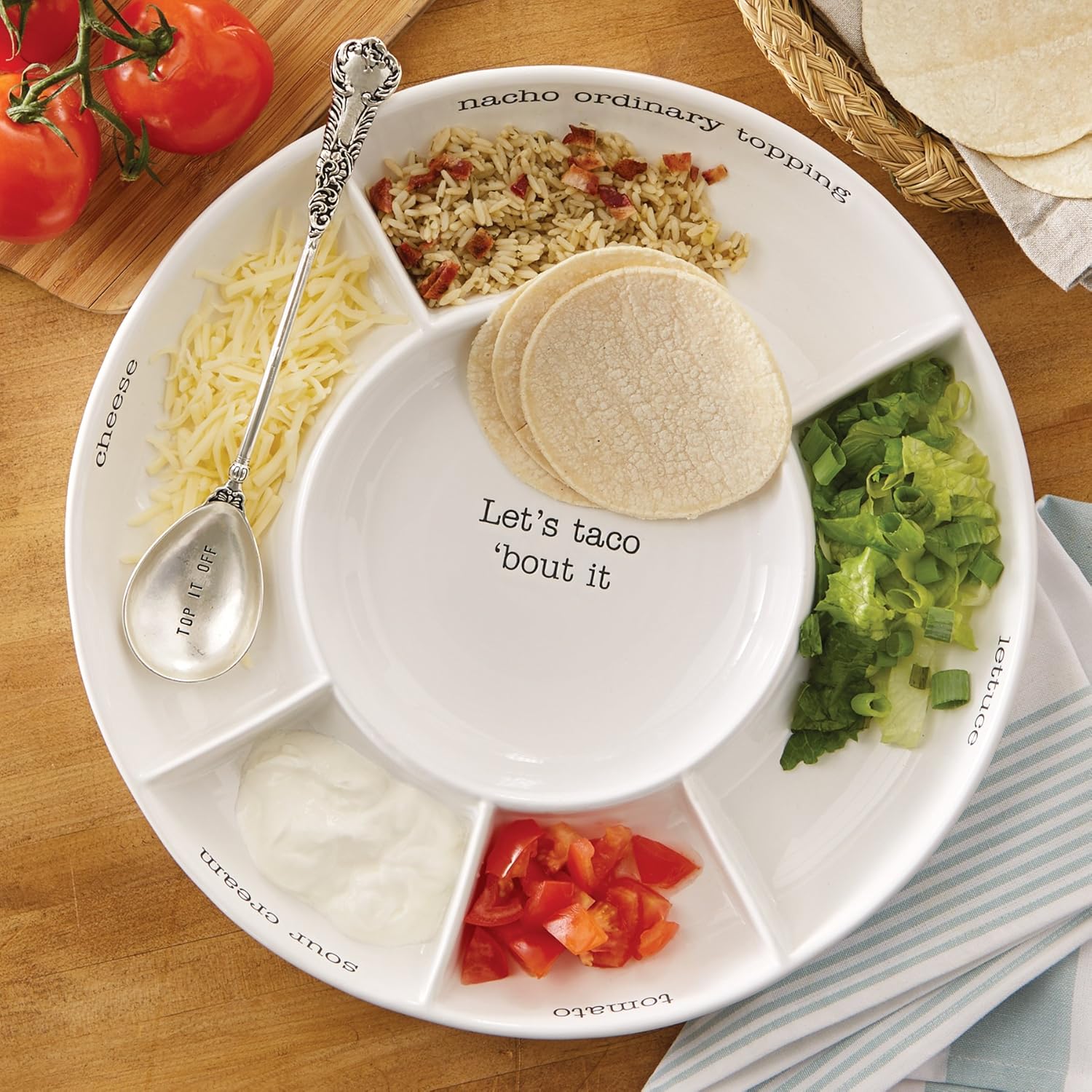 Amazon Com Mud Pie Taco Bar Condiment Serving Platter White