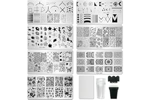 AddFavor Nail Stamper Kit 7pcs Nail Stamping Plates Flower Geometric Mandala Animal Image Nail Stencils with 2 Stamp and 2 Scraper for Home Salon Manicure Design Supplies Tools