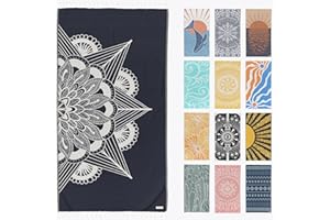 FESHKA Sand Free Turkish Beach Towel (37 x 67) Quick Dry Bath Towel, Oversized Beach Blanket, Lightweight for Travel - Made with 100% Organic Turkish Cotton - Frozen (Navy)