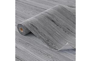Oxdigi Peel and Stick Vinyl Flooring Roll 23"x 196"/32 Sq.Ft, Thicken Self Adhesive Vinyl Floor Tiles Wood Plank Flooring Waterproof Wear-Resistant for Any Room, Easy DIY Floor Coverings, Grey Wood
