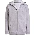 Nautica Boys' Zip Up Hoodie Sweatshirt, Signature Logo Design, Kangaroo Pockets, Made with Lightweight Fleece