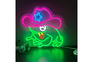 MANIMO Frog Cowboy Neon Signs,Frog Cowboy Lamp Led Signs Lights Neon Signs for Wall Decor, Adjustable Brightness Night Light Man Cave Game Room Decor, USB Powered for Bedroom Party Bar Wedding Christmas