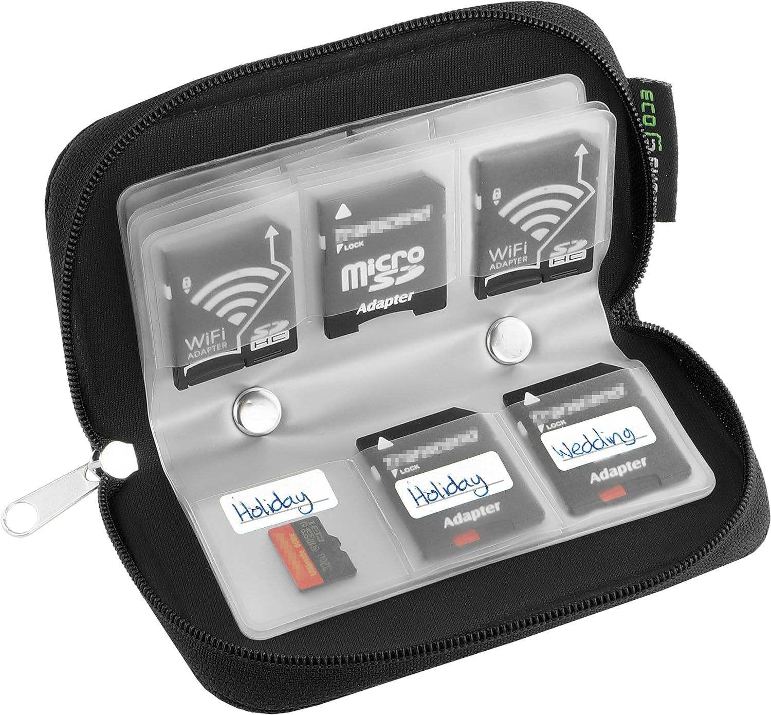Eco-Fused Memory Card Carrying Case, Suitable for SDHC and SD Cards, 8 Pages and 22 Slots, Microfiber Cleaning Cloth Included - Image 3