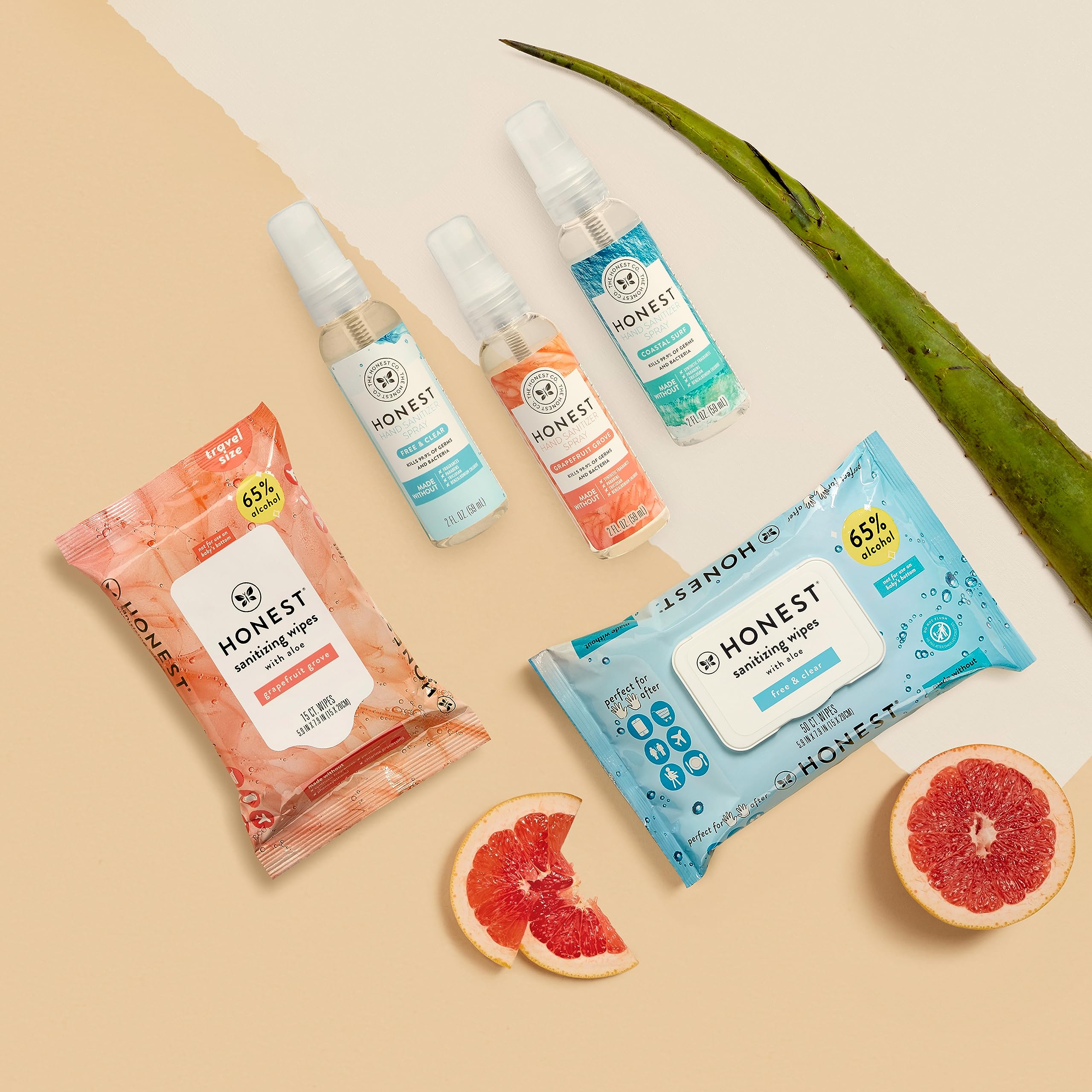 The Honest Company Fragrance Free Sanitizing Alcohol Wipes | Antibacterial + Safe for Hands | Kills 99% of Germs, Made With Aloe | 50 Count (1 Pack)