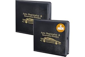 ANDALUS BRANDS Andalus Auto Registration & Insurance Card Holder Pack of 2, Waterproof Essential Car Registration Holder with Hook & Loop Closure, Perfect for Every Vehicles Glove Boxes (Black - 5.1" X 4.6")