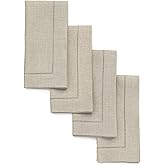 Solino Home Natural Linen Napkins Set of 4-100% Pure Linen Hemstitch Dinner Napkins 20 x 20 Inch for Spring, Easter, Mothers Day - Classic Hemstitch