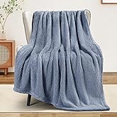 Exclusivo Mezcla Soft Fleece Throw Blanket for Couch, Super Soft Velvet Plush Fleece Blankets, Fuzzy Cozy and Warm for Winter, 50x60 Inches, Stone Blue