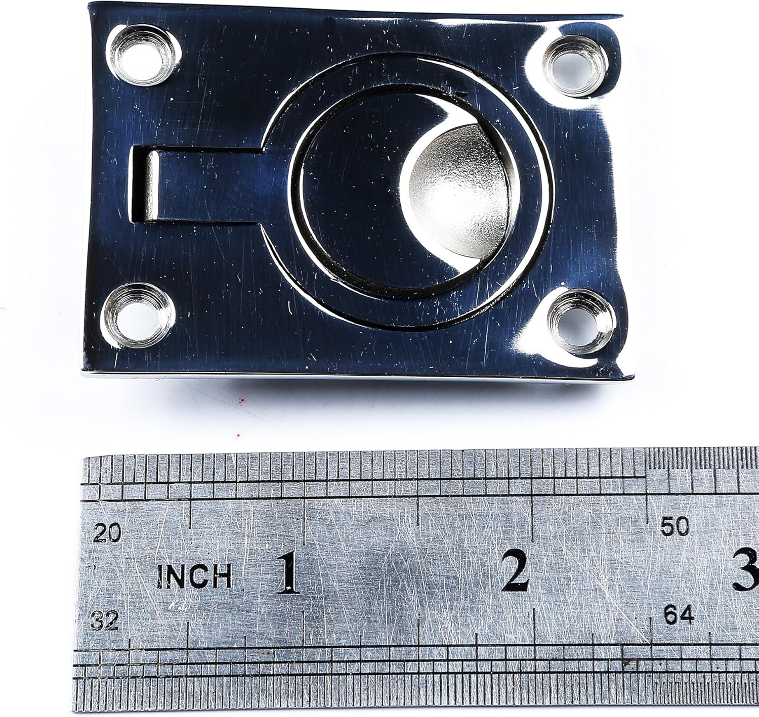 MxEol Boat Recessed Hatch Pull Handle Marine Locker Flush Lift Ring Stainless Steel Size 1-1/2 W/ Screws: Clothing