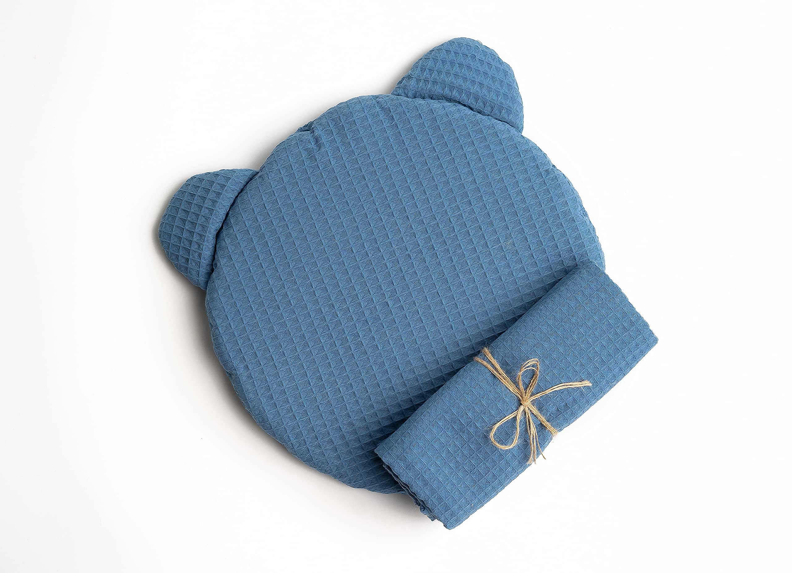 Frivolity Cotton Baby Blanket With a Teddy Bear Pillow,blue