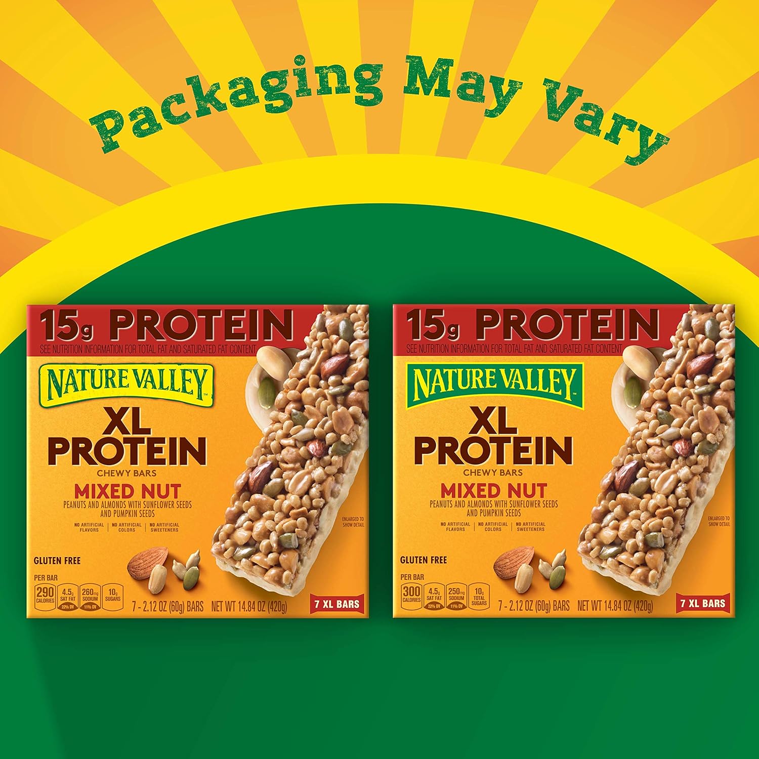 Nature Valley Chewy Granola Bar, XL Protein, Gluten Free, Mixed Nut,14.8 Ounce (Pack of 1) 21.