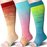 Sockswift Open Toe Compression Socks for Women&Men Toeless 20-30 mmHg Knee High Stockings for Nurses, Prenancy, Travel