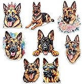 German Shepherd Dog Sticker 8 Pcs (Large Size) Vinyl Stickers Laptop Waterproof Decal for Car Bumper Water Bottle Window Funny Party Birthday Decorations - Size 4 Inches