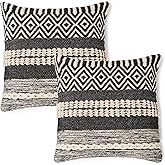 REDEARTH · Handmade Boho Throw Pillow Covers - Bohemian Chic Farmhouse Style - Accent Woven Indoor and Outdoor Pillow Cushion Cases for Couch - Bed - Chair - Sofa - Benches – Set of 2-18"x18" -