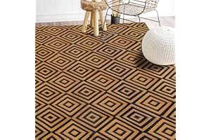 Ridota Reversible Mats, Outdoor Patio Rugs, Plastic Straw Rug, Modern Area Rug, Floor Mat for Outdoors, RV, Patio, Backyard, Deck, Picnic, Beach, Trailer, Camping (Diamond Black & Brown, 5' x 8')