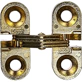 SOSS - 100CUS4 Mortise Mount Invisible Hinges with 4 Holes, Zinc, Satin Brass Finish, 1" Leaf Height, 3/8" Leaf Width, 15/32" Leaf Thickness, 5 x 3/4" Screw Size (1 Pair)