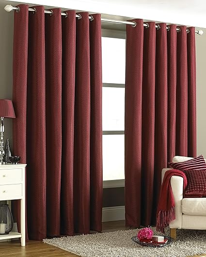 Riva Paoletti Tobago Eyelet Curtains Burgundy Amazon Co Uk