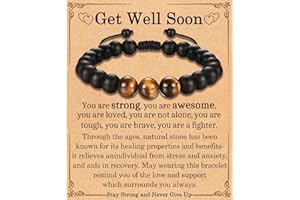 EFVISD Get Well Soon Gifts for Men After Surgery Recovery Gifts, Natural Stone Healing Bracelet Gifts for Men, Inspirational Feel Better Encouragement Gifts for Him Men