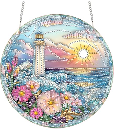 Kit De Arte De Diamantes Colgante - Tablero Acrílico Doble Cara 20x20 Cm, Diseño Hongos, Atrapasueños Brillante