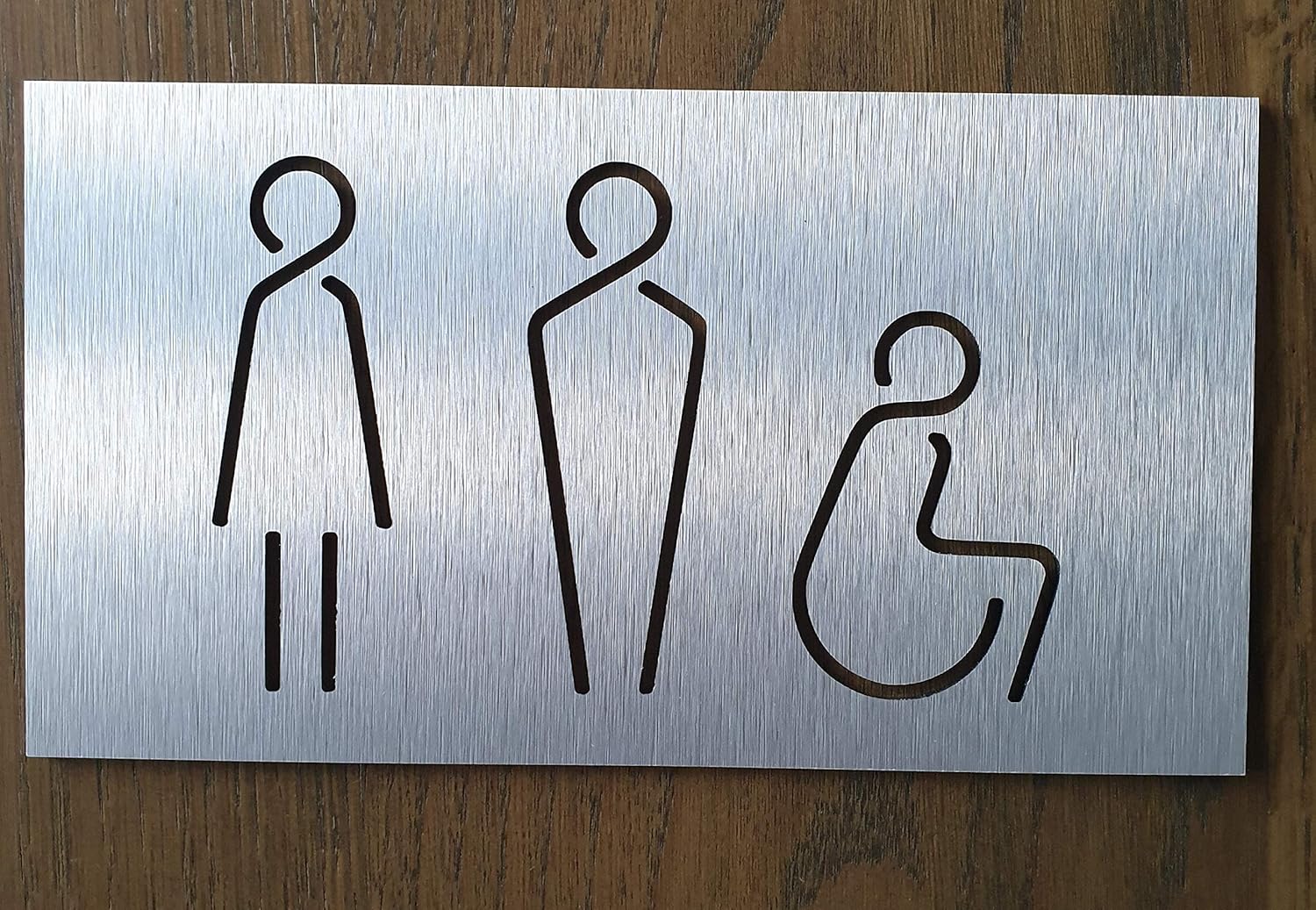 Targa per Bagno Unisex in Braille, Targhetta per Bagno Autoadesiva Elegante in Acciaio Inossidabile con Nastro Biadesivo, Scritta in Rilievo per Porta del Bagno per Disabili in