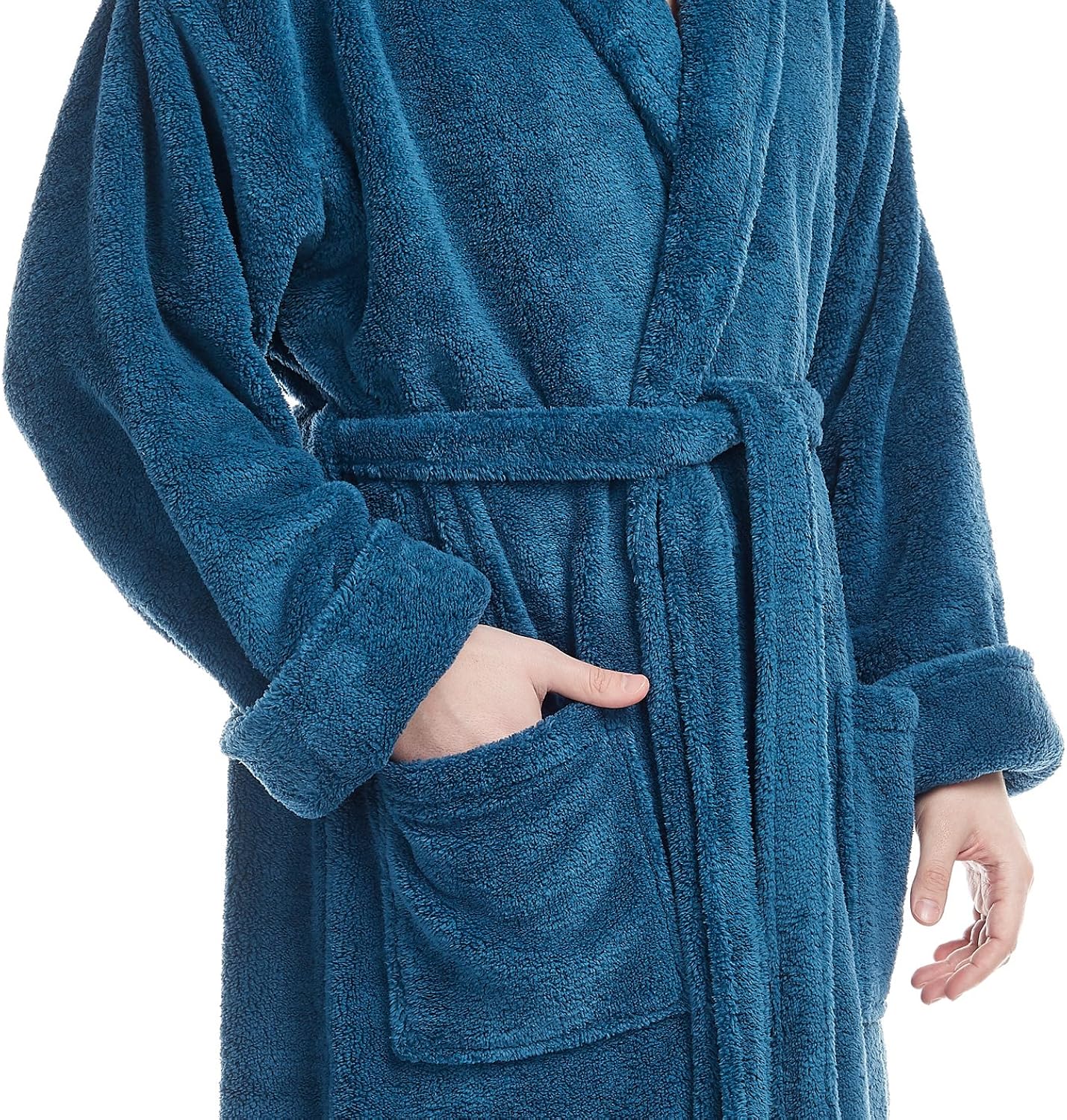 Arus Men's Shawl Collar Full Length Tall Long Fleece Robe, Turkish Bathrobe: Clothing