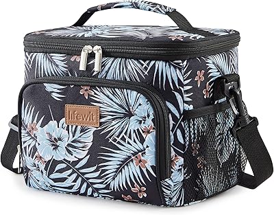 Lifewit Insulated Lunch Bag 9L Leakproof With Adjustable Strap Flower Design