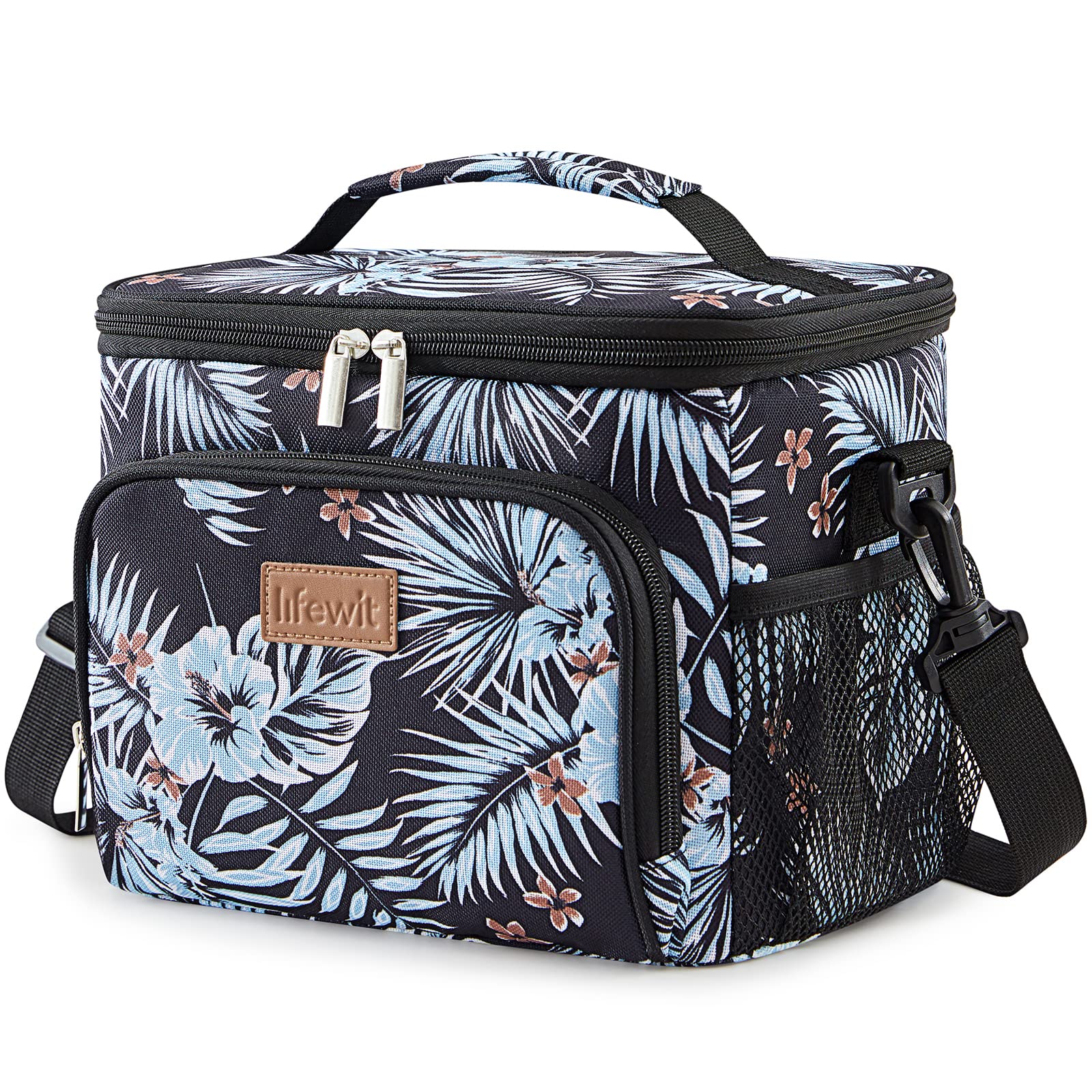 Lifewit Insulated Lunch Bag for Men, Thermal Lunch Box for Women Cool Bag, Reusable Leakproof Lunch Tote Bag with Adjustable Shoulder Strap for Adult for Work/Picnic/Beach, Flower, 9L 12 Can — image 1