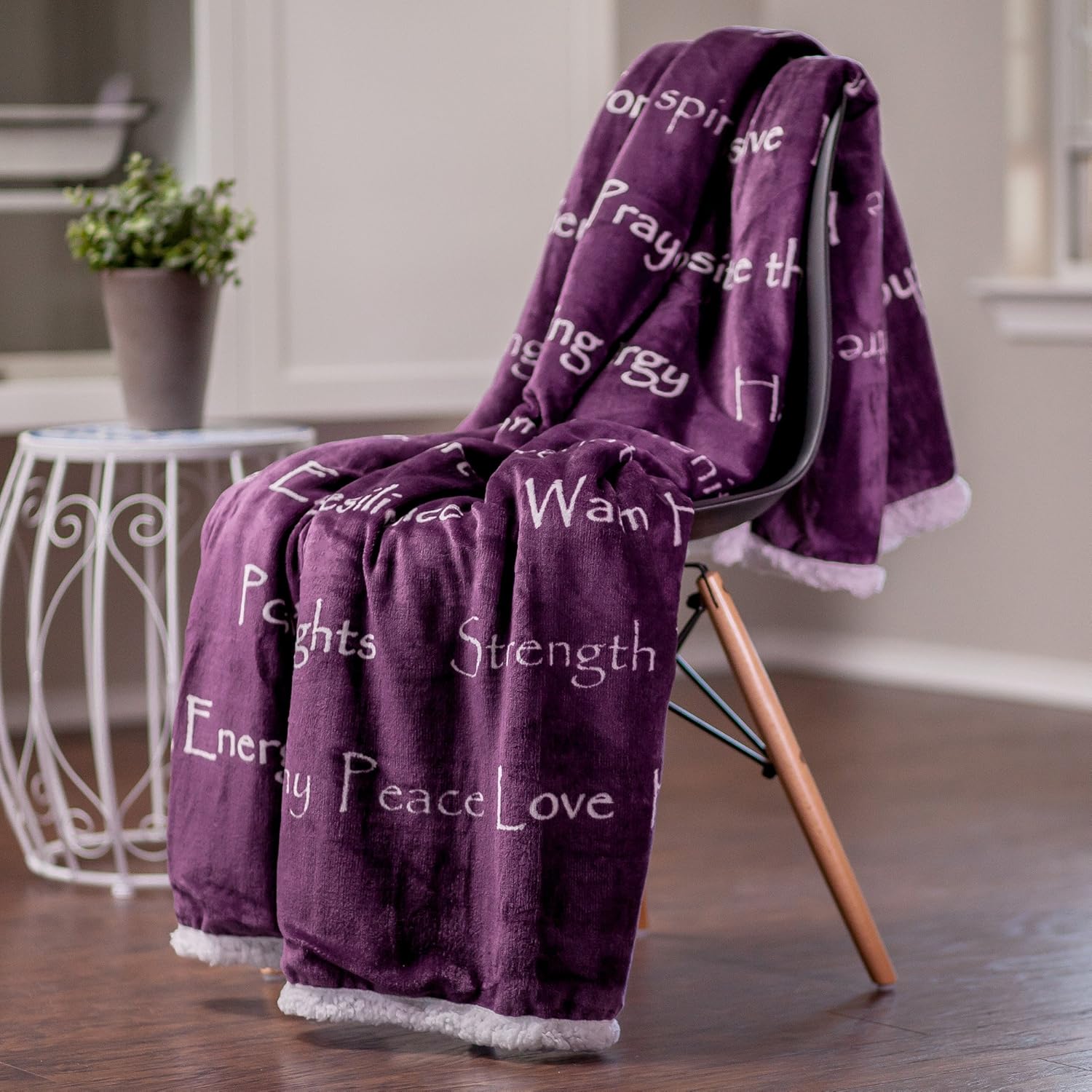 Chanasya Warm Hugs Positive Energy Healing Thoughts Caring Gift Throw Blanket - Sherpa Microfiber Comfort Gift Throw - Get Well Soon Gift for Women Men Cancer Patient - Aubergine Blanket: Home & Kitchen