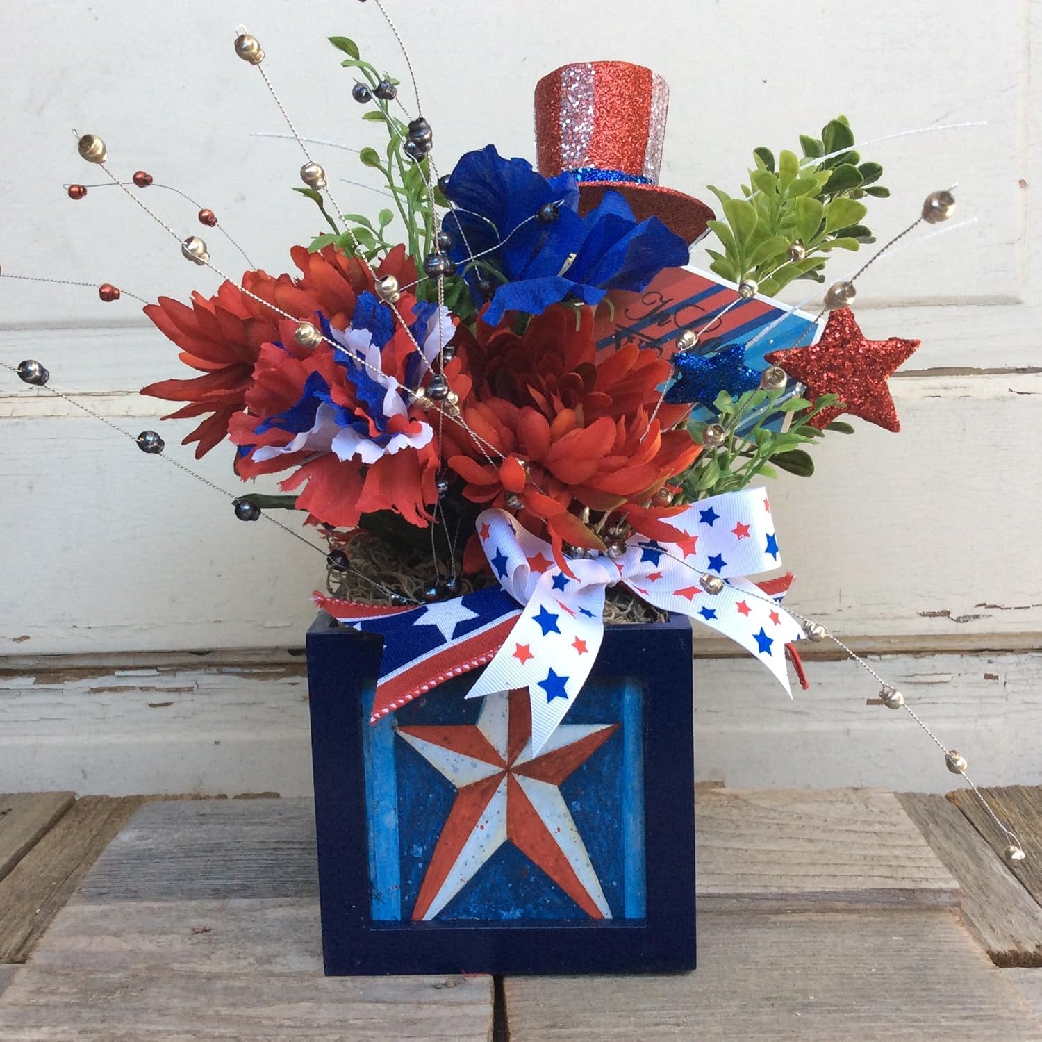 Amazon Com Agd Patriotic Decor In God We Trust Floral Display