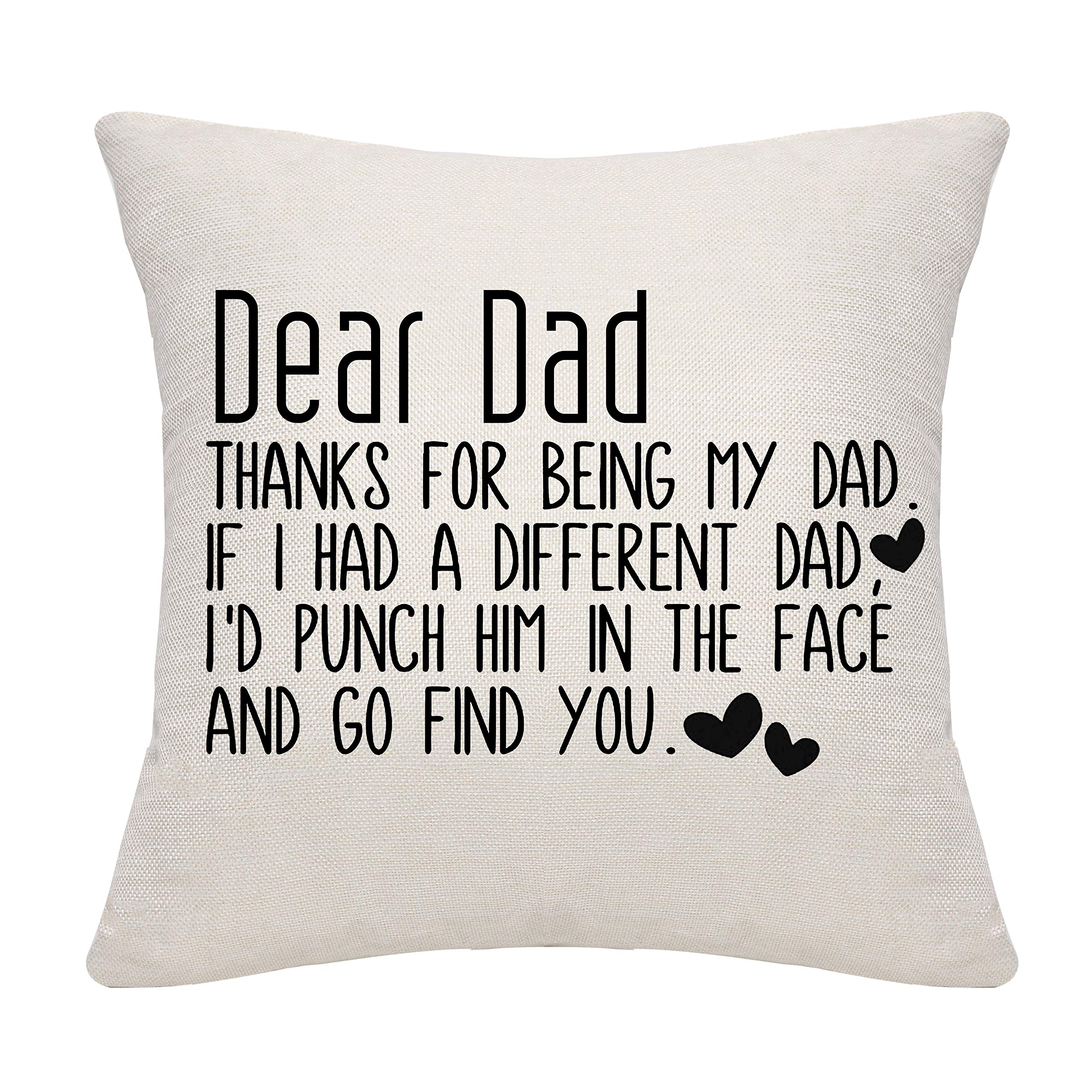 DANKHRA Dad Father Papa Daddy Cushion Cover Throw Pillow Cover Pillow Case from Daughter Son Birthday Thanksgiving Dad Throw Pillow Cover Dad Gifts