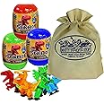 Hog Wild StikBot Dinosaur (Dino) Mystery Egg Figures Gift Set Bundle with Exclusive Matty's Toy Stop Storage Bag - 3 Pack (Assorted)