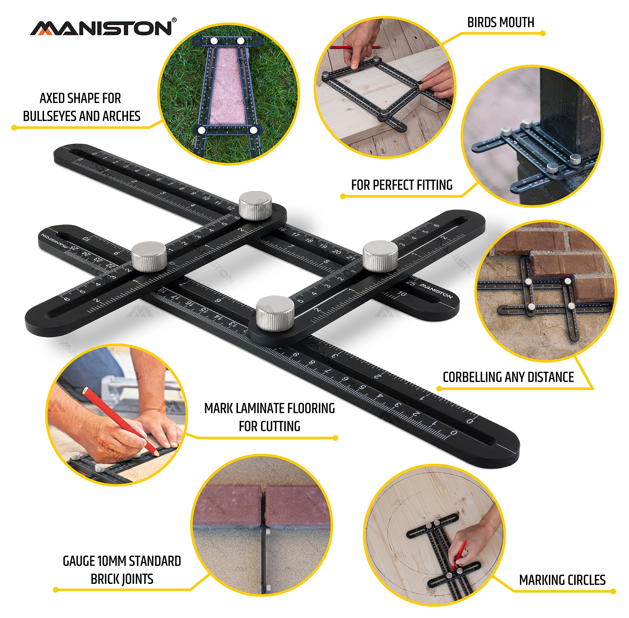 Premium Full Metal Angleizer Template Tool | Strong Aluminum Alloy Multi Angle Measuring Ruler | Precise Multi Angle Finder Template Tool Perfect for Builders, Woodworkers, Carpenters, DIYers & Tilers