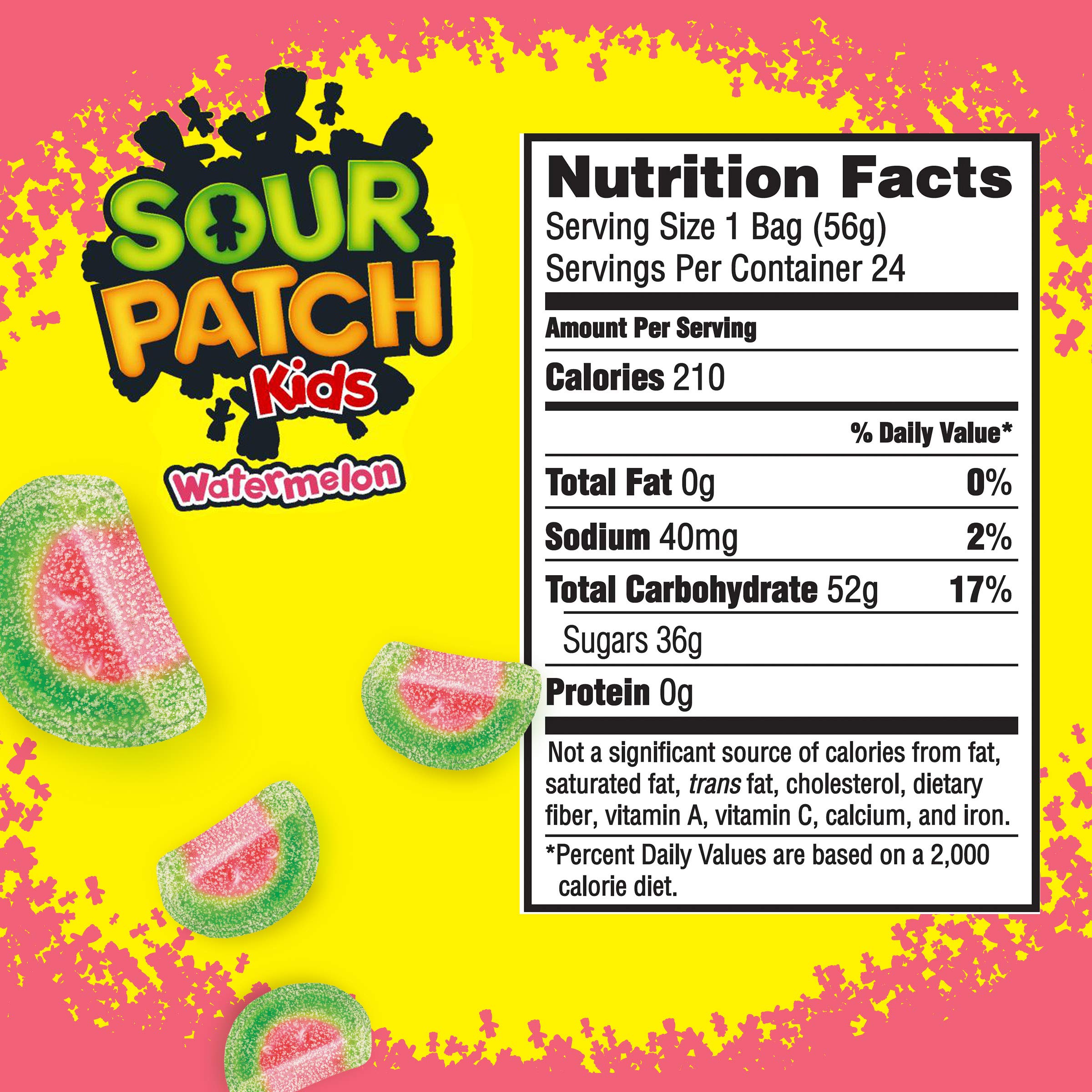 SOUR PATCH KIDS Watermelon Soft & Chewy Candy 24 Full Size Packs