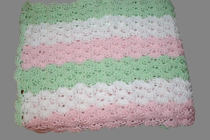 pink and green crochet blanket