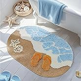 Beach Bathroom Rug Coastal Mat: 20"x32" Ocean Bath Rug Sea Theme Non Slip Nautical Carpet Starfish Seashell Beachy Bath Room Decor