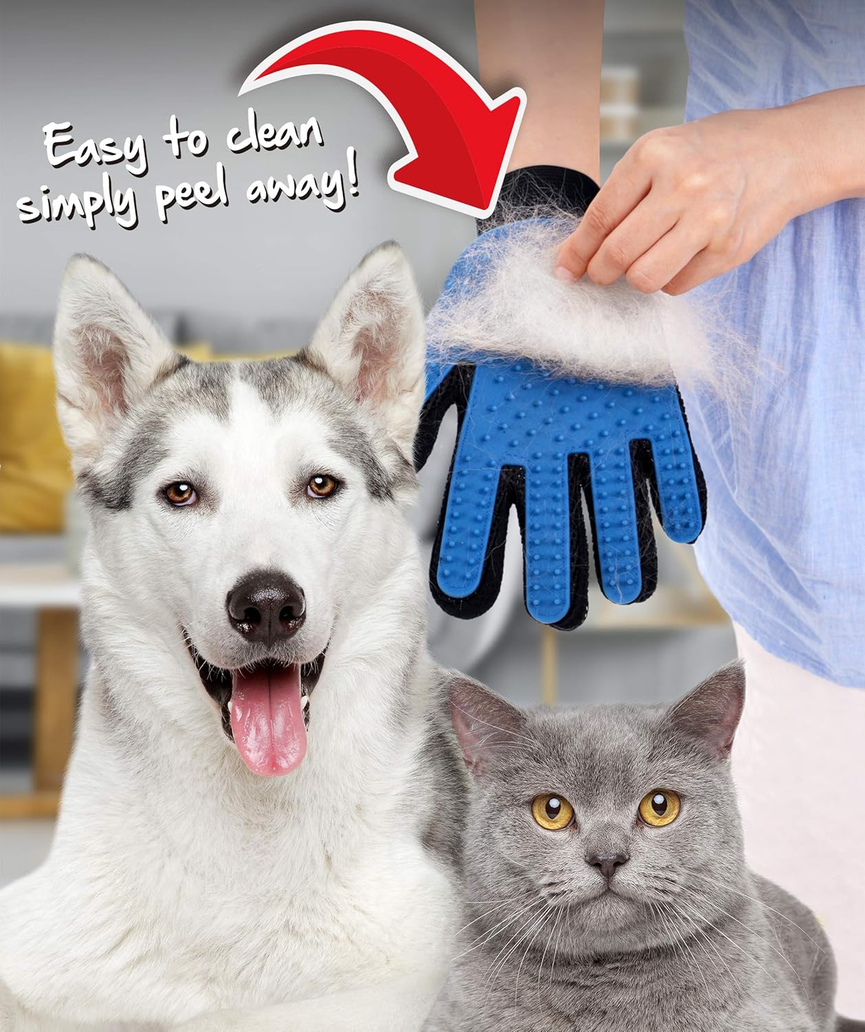 PawPride Pet Grooming Glove, Easy to Use Pet Brush, Fur Remover, Massage Mitt and Ideal for your Shedding Dogs Cats - Image 3