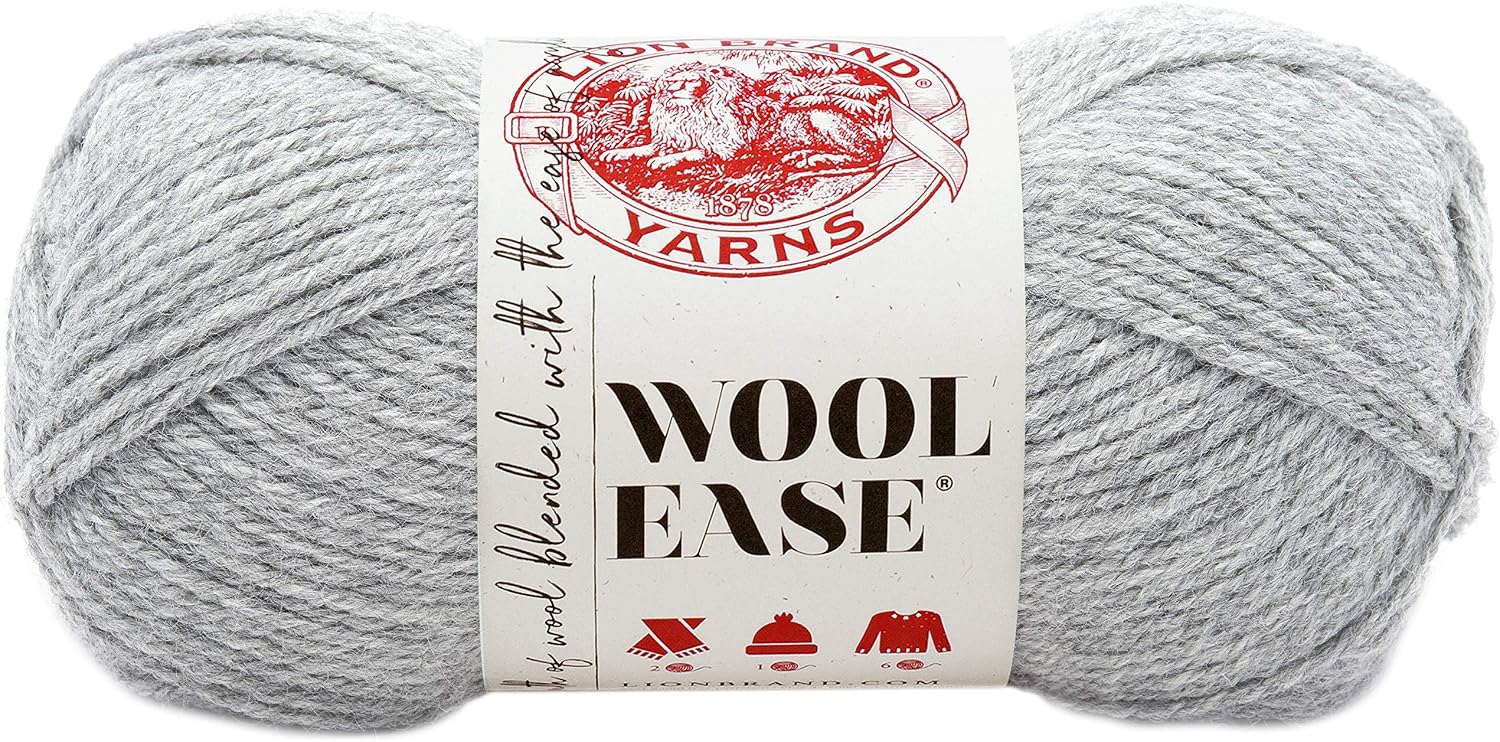 Lion Brand Yarn Wool-Ease, Soft, Worsted Weight Wool Blend Yarn for Knitting Crochet, and Crafts, Black, 1 Pack