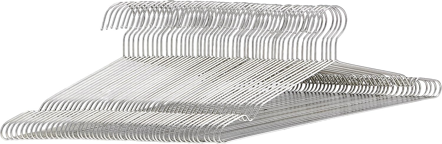 Amazon Basics Stainless Steel Clothes Hangers - Pack of 50, Chrome, 50 Pack - Image 3
